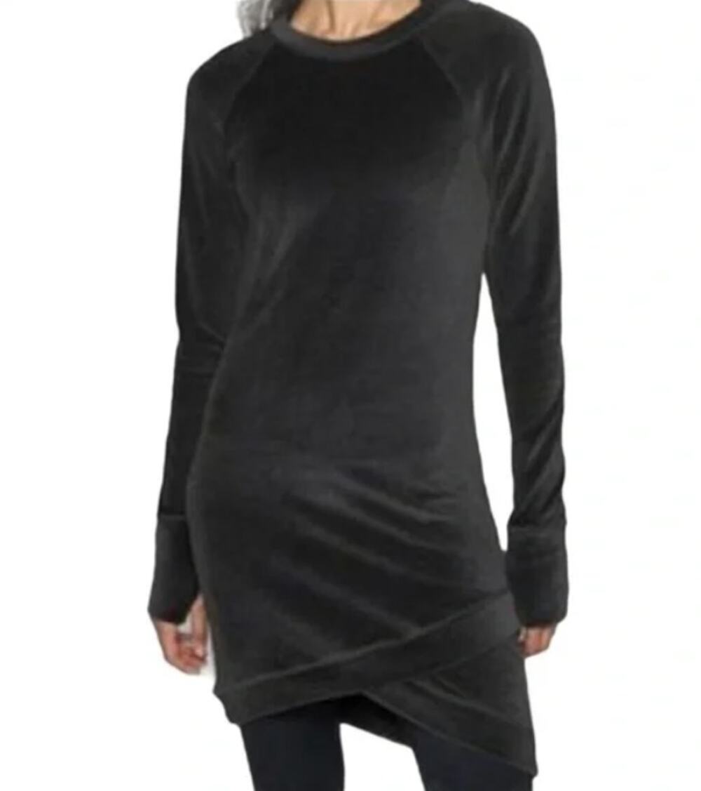 Athleta Velour Criss Cross Dress Charcoal Grey - M